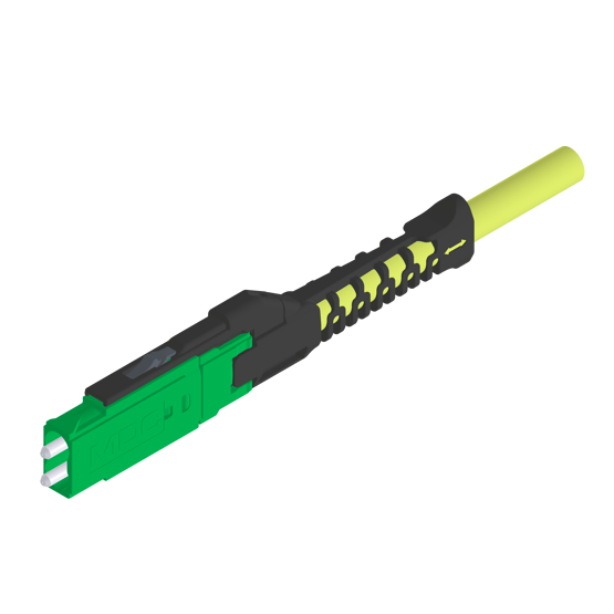 Illustration of a Mini Duplex Connector (MDC) made by US Conec