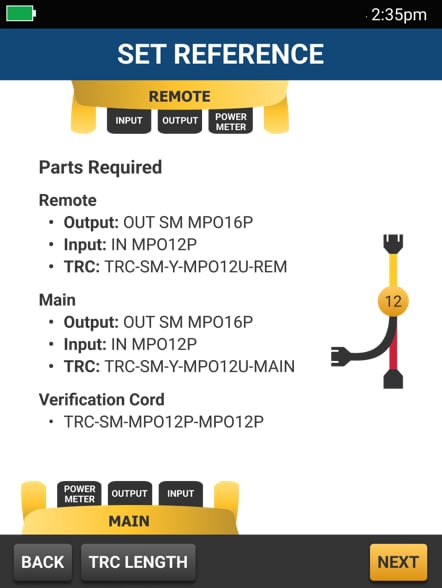The Set Reference Wizard's Parts Required screen