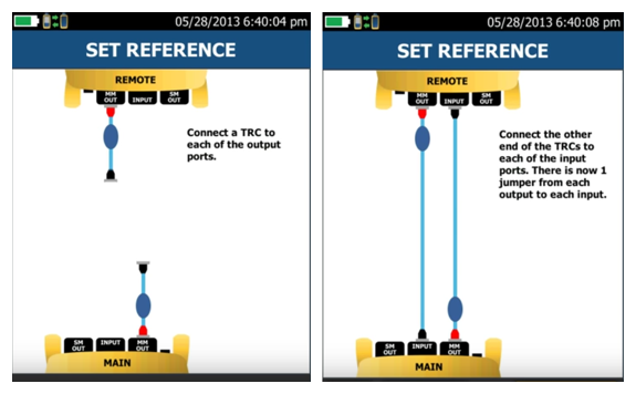 Fluke Networks Set Reference Wizard screens