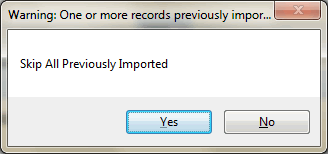 Previously Imported Warning Message