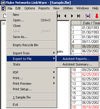 Autotests Reports option in LinkWare