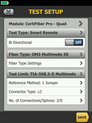 Certifying duplex LC to LC multimode links - CertiFiber Pro