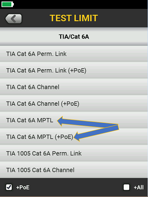 Modular Plug Terminated Link (MPTL) Test Limits for DSX-5000 and DSX-8000