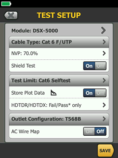 Self test: DSX-PLA004 and DSX-CHA004 adapter verification with the DSX-5000 CableAnalyzer