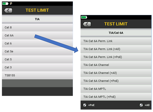 Power over Ethernet (+PoE) testing with Versiv
