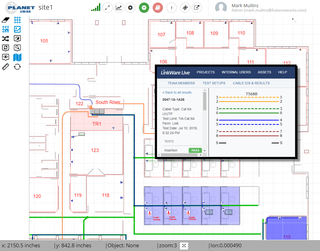 LinkWare Live Network Map to Wiremap