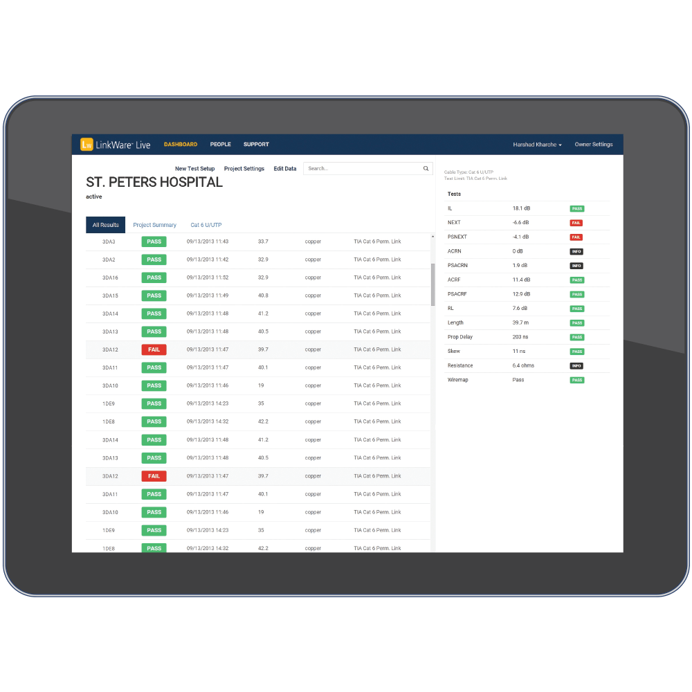 LinkWare™ Live – Copper/Fiber cable testing and certification management service